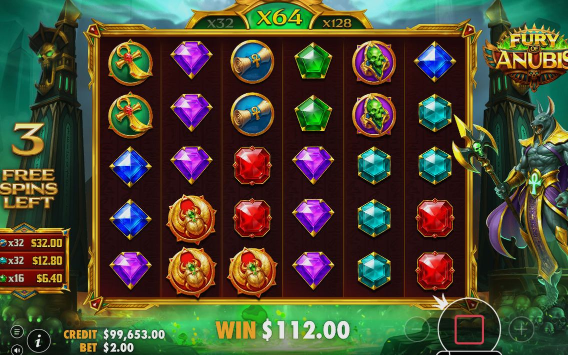 Free Spins-läget med antal spins och multiplikator